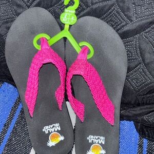 Maui Island Pink and Black Flip Flops